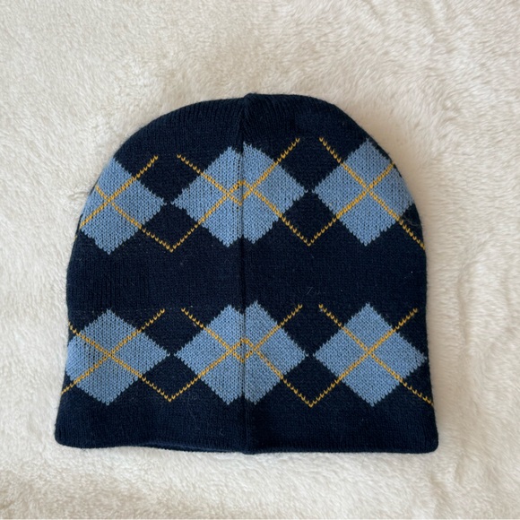 NWT Soft Argyle Knit Reversible Beanie - Blues and Yellow - New with Tags - Picture 3 of 5